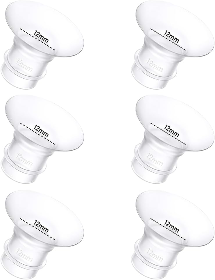 BDICOVE 6 قطع إدخال فلانج مضخة الثدي 12 مم متوافق مع Momcozy/Spectra/Medela/eufy/Elvie/Lansinoh/Paruu P10 مضخة الثدي، مناسب لمضخة Momcozy M5/M9/M6/V2 Pro/V2 pro/S12 Pro/eufy E10 S1 S1 Pro، فلانج 24 مم - Image 1